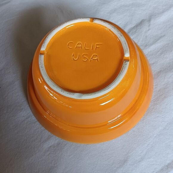 Vtg California Pottery Lazy Susan Sunflower Orange & Gold in Original Box - Picture 4 of 14